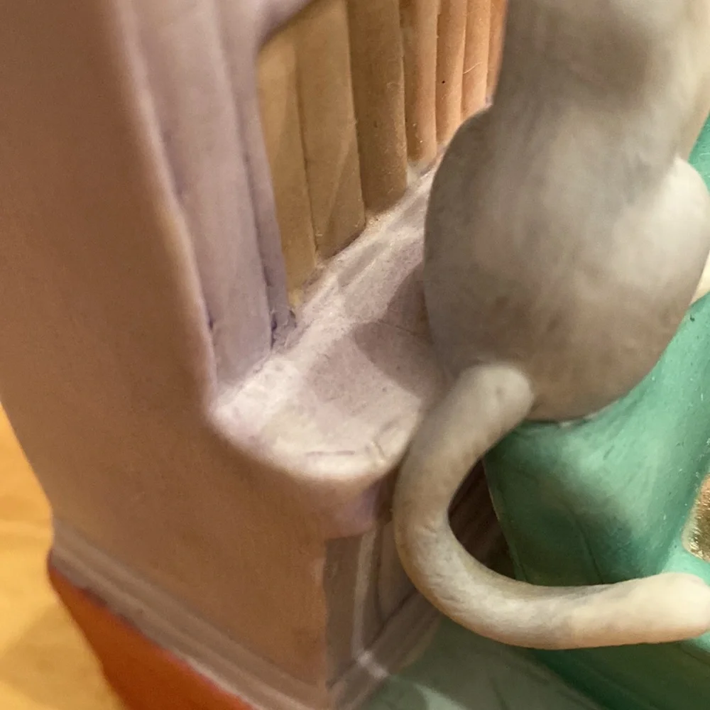 Seymour Mann Cat Music Box Porcelain Sculpture Song Memory 1987 WORKS Grannycore - Picture 6 of 11
